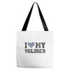 i love my soldier navy camouflage Tote Bags