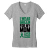 i wear green for my mom liver cancer awareness Women's V-Neck T-Shirt