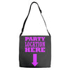 party location here Adjustable Strap Totes