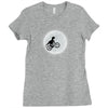 Dinosaur Riding A Bike To The Moon Ladies Fitted T-Shirt