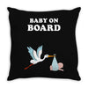 Baby On Board with Stork Throw Pillow