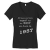 best men are born in 1957   60th birthday Women's V-Neck T-Shirt