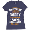 Super Cool Daddy Of A Freaking Awesome Son Ladies Fitted T-Shirt