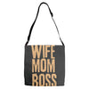 wife mom boss Adjustable Strap Totes
