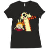 Calvin and hobbes Ladies Fitted T-Shirt