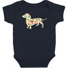 dachshund flower Baby Bodysuit