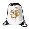skull water color Drawstring Bags