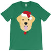 golden retriever dog with red santa's hat T-Shirt