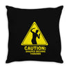 caution shapes being thrown printed Throw Pillow