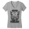 Never Underestimate Dog Rescuer Who Was Born February Women's V-Neck T-Shirt