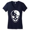 yin yang skull (2) Women's V-Neck T-Shirt