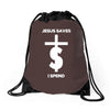 jesus saves i spend funny statement Drawstring Bags