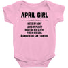 April Girl Hated By Many Baby Onesie