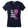husband for wine Women's V-Neck T-Shirt