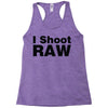 i shoot raw Racerback Tank