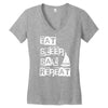 eat sleep sail repeat Women's V-Neck T-Shirt