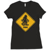 big foot xing big foot crossing sasquatch Ladies Fitted T-Shirt