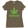Vegetarian Pot Leaf Ladies Fitted T-Shirt