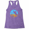 beach surfer silhouette birds sand waves palm Racerback Tank