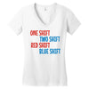 one shift two shift red shift blue shift Women's V-Neck T-Shirt