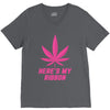 Support Breast Cancer Awareness With A Pink Cannabis Leaf V-Neck Tee