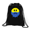 bearded smiley face Drawstring Bags