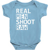 real men shoot raw funny photography Baby Onesie