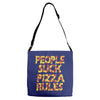 people suck pizza rules Adjustable Strap Totes