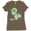 alien believe space sci fi ufo nerd Ladies Fitted T-Shirt