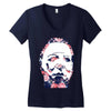 michael myers floral mask Women's V-Neck T-Shirt