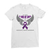 my hero is now my angel pancreatic cancer awareness Ladies Fitted T-Shirt