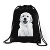 pocket puppy Drawstring Bags