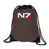 mass effect n7 logo Drawstring Bags