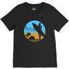 beach surfer silhouette birds sand waves palm V-Neck Tee