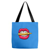 bullet in mouth Tote Bags