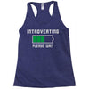 low battery introvert pun humor Racerback Tank