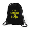 the struggle is real Drawstring Bags