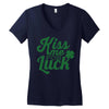 kiss me for luck Women's V-Neck T-Shirt