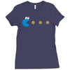 funny 80s pacman cookie monster retro gaming Ladies Fitted T-Shirt