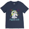 unicorns are born in february cute unicorn V-Neck Tee