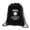 pigs thank the lord they're made from bacon Drawstring Bags