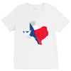 Eroded Texas Map With Flag V-Neck Tee