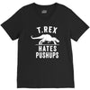 t rex hates pushups V-Neck Tee