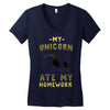 my unicorn ate my homework Women's V-Neck T-Shirt