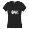 legend since 1977, funny Women's V-Neck T-Shirt