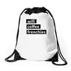 wifi, coffee, frenchies Drawstring Bags