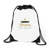 snow merry christmas Drawstring Bags