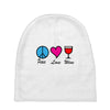 peace love wine Baby Beanies