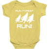 run forest run white color Baby Bodysuit