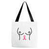 breast with pink ribbon Tote Bags